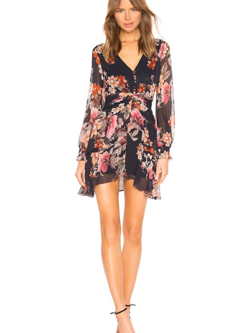 *Brand New* NICHOLAS Navy Rust Floral Pintuck Mini Dress - US 8